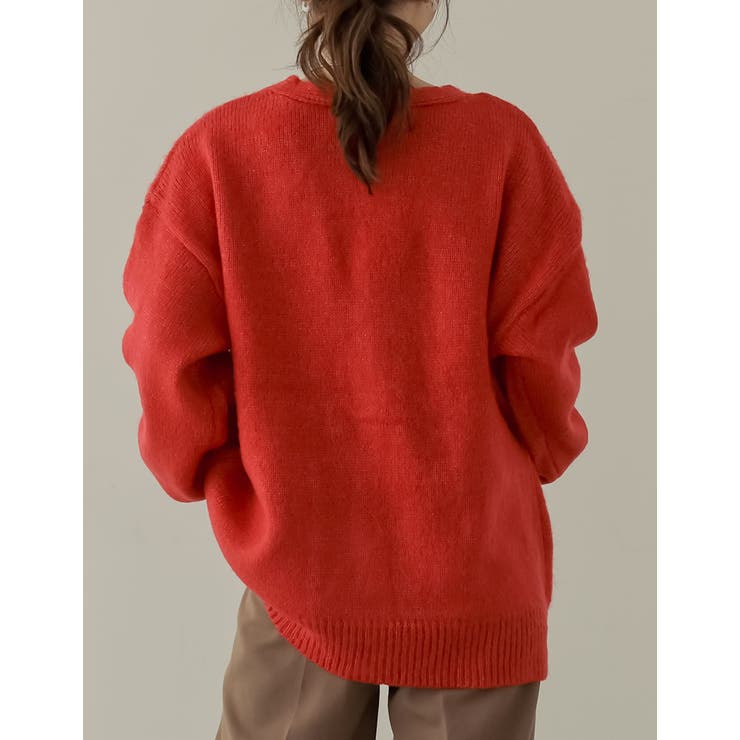 シンプルながらもこなれた印象に 起毛モヘアタッチルーズニットカーディガン トップス | Re:EDIT | 詳細画像34 
