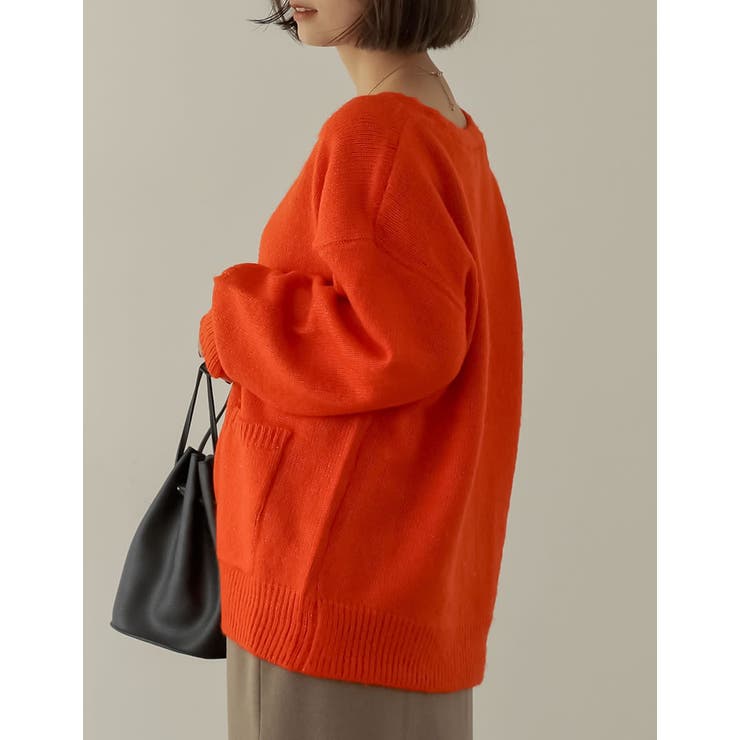 シンプルながらもこなれた印象に 起毛モヘアタッチルーズニットカーディガン トップス | Re:EDIT | 詳細画像35 