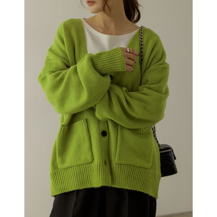 シンプルながらもこなれた印象に 起毛モヘアタッチルーズニットカーディガン トップス | Re:EDIT | 詳細画像37 