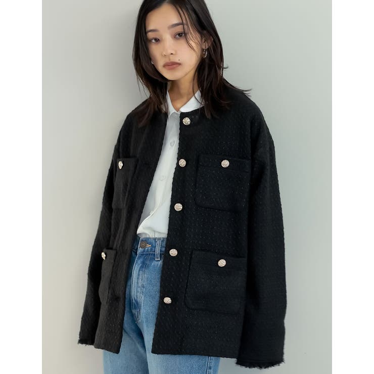 [累計販売枚数6,500枚突破！]ツイードフリンジノーカラージャケット | Re:EDIT | 詳細画像13 