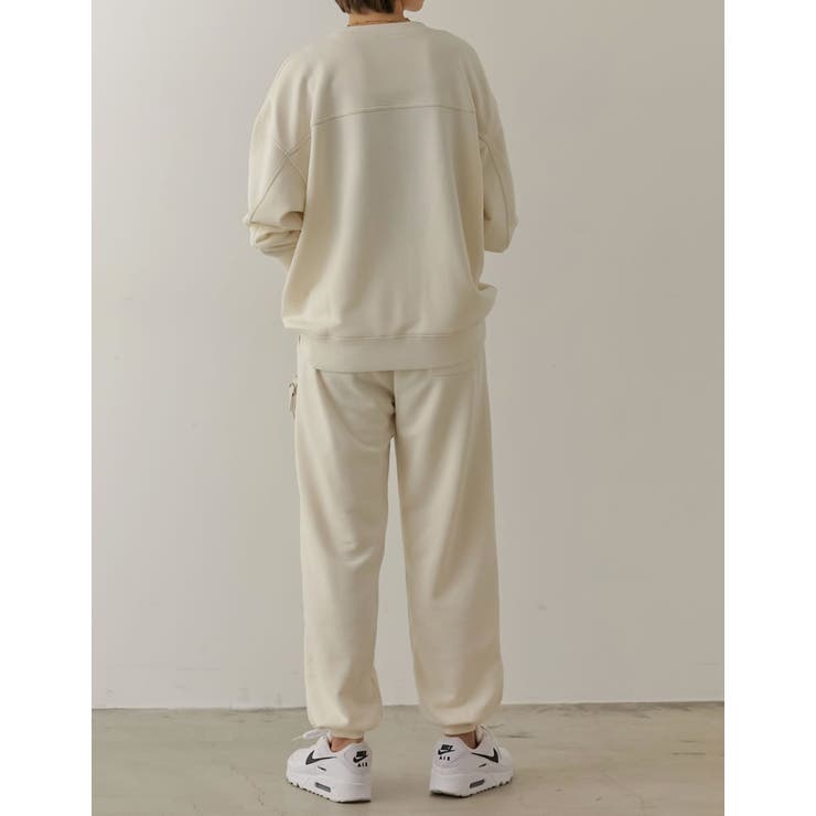 grancy ラインストーンデザインレイヤードスウェットパンツ　オフホワイト grancy】 ラインストーンデザインレイヤードスウェットパンツ オフ