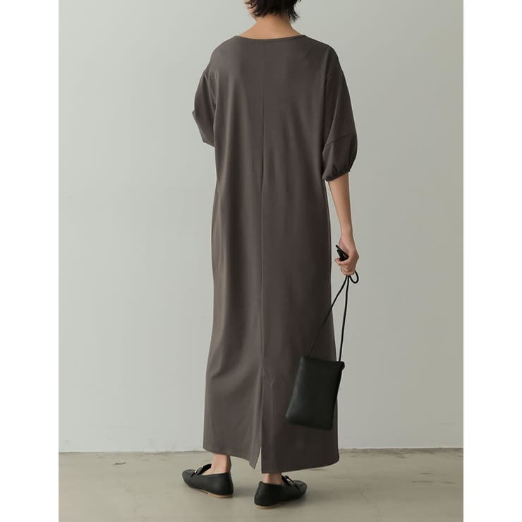 汗じみを気にせずお洒落を楽しめるロングワンピ ランタンスリーブマキシワンピース | Re:EDIT | 詳細画像17 