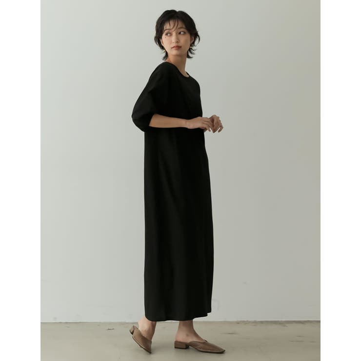 汗じみを気にせずお洒落を楽しめるロングワンピ ランタンスリーブマキシワンピース | Re:EDIT | 詳細画像3 