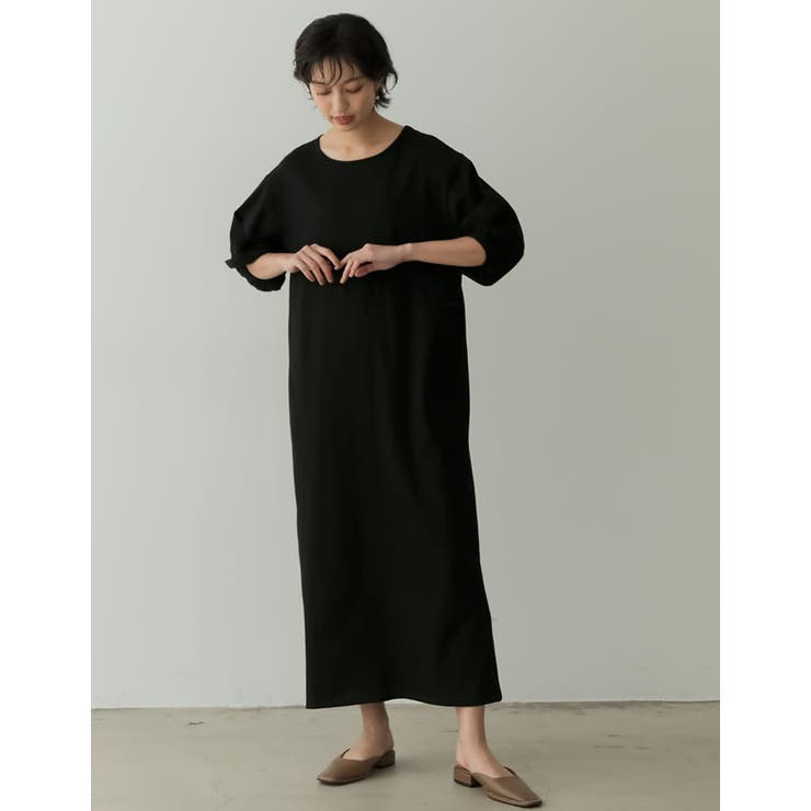 汗じみを気にせずお洒落を楽しめるロングワンピ ランタンスリーブマキシワンピース | Re:EDIT | 詳細画像21 