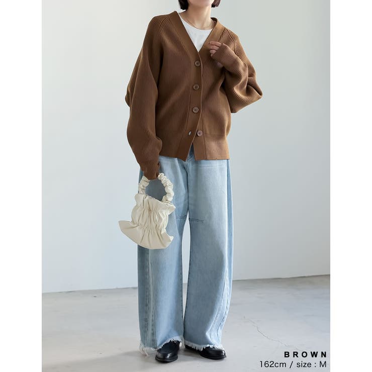 [大きいサイズ有]スポンジニットラグランVネックカーディガン | Re:EDIT | 詳細画像14 