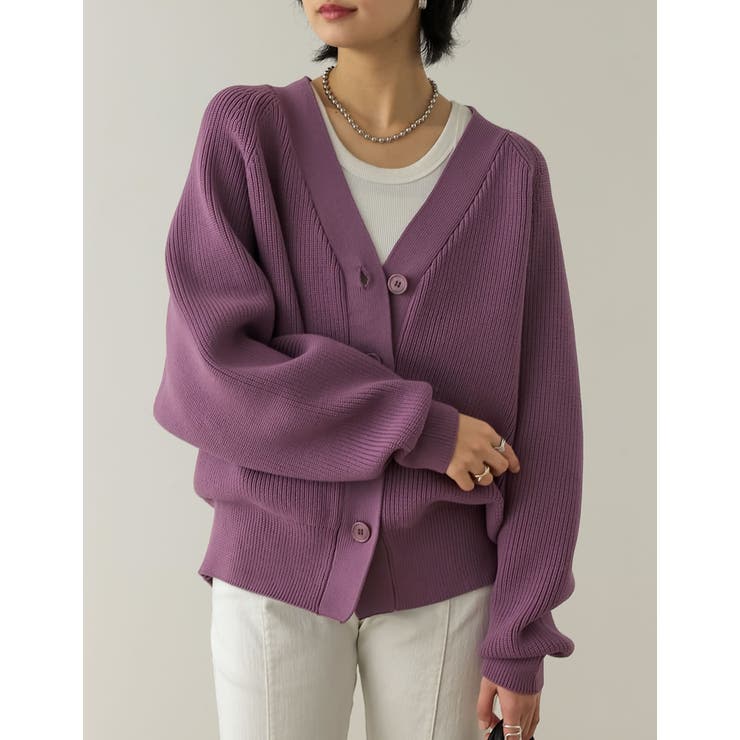 [大きいサイズ有]スポンジニットラグランVネックカーディガン | Re:EDIT | 詳細画像8 