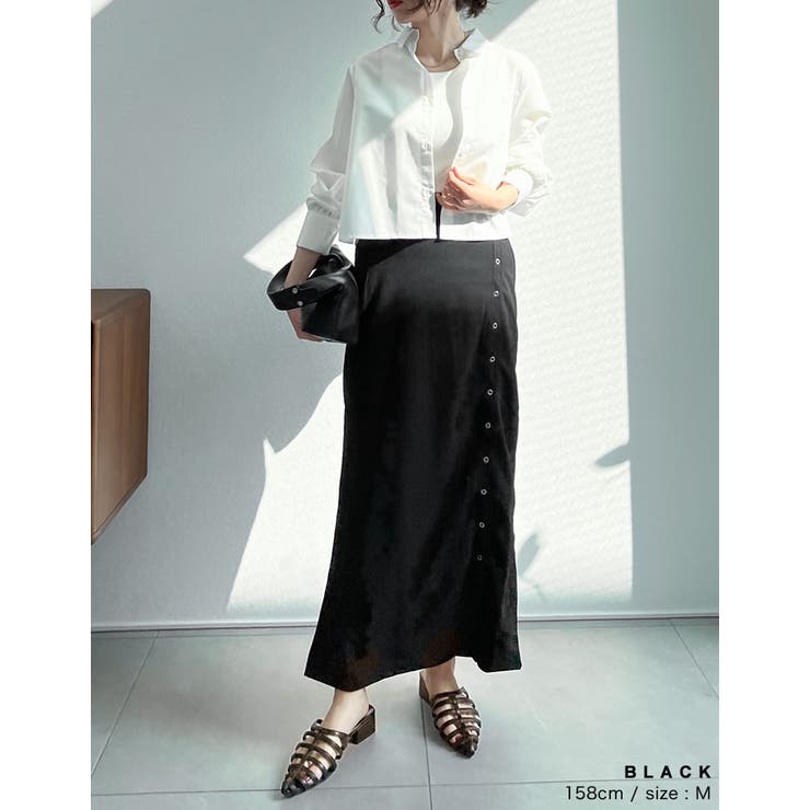 ジョーゼットポンチオープンスナップナロースカート | Re:EDIT | 詳細画像6 