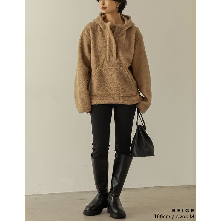 着るだけでシーズンムード高まる1枚 ボアフーディーハーフジッププルオーバー トッ… | Re:EDIT | 詳細画像11 