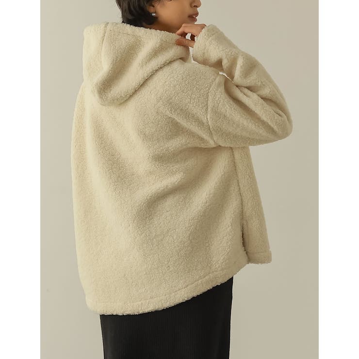 着るだけでシーズンムード高まる1枚 ボアフーディーハーフジッププルオーバー トッ… | Re:EDIT | 詳細画像8 