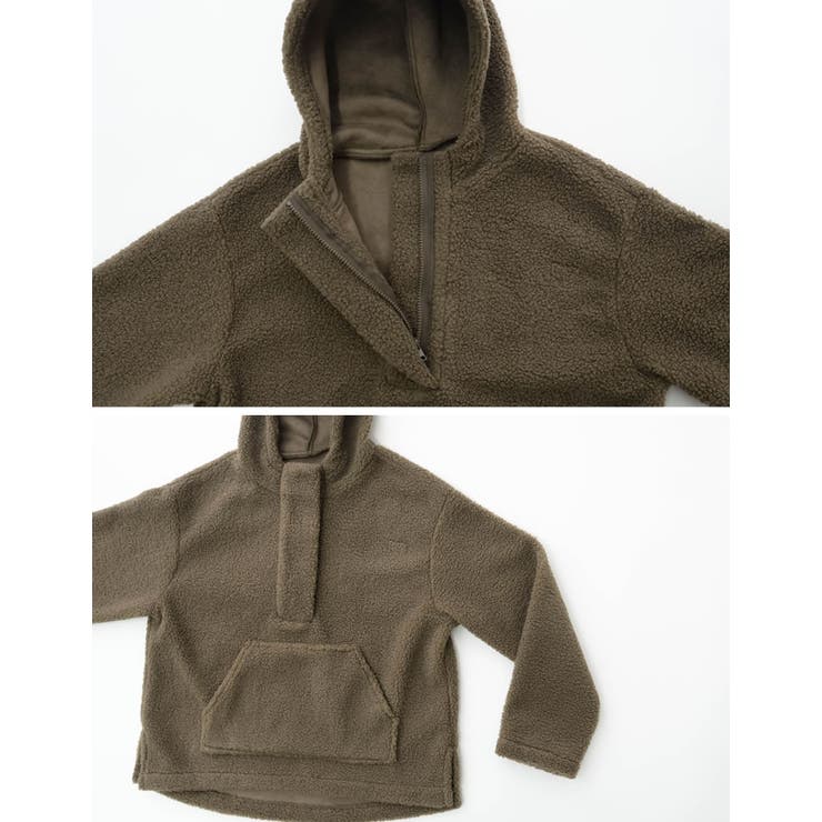 着るだけでシーズンムード高まる1枚 ボアフーディーハーフジッププルオーバー トッ… | Re:EDIT | 詳細画像23 
