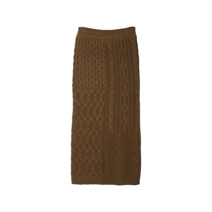 ブラウン(009) | シーズンムード高まるケーブル編みが魅力 ケーブル編みニットナロースカート スカート | Re:EDIT