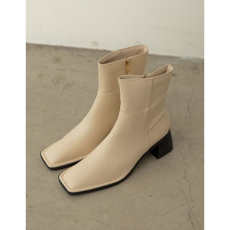 足元からモードな雰囲気をプラス スクエアトゥステッチミドルブーツ シューズ | Re:EDIT | 詳細画像3 