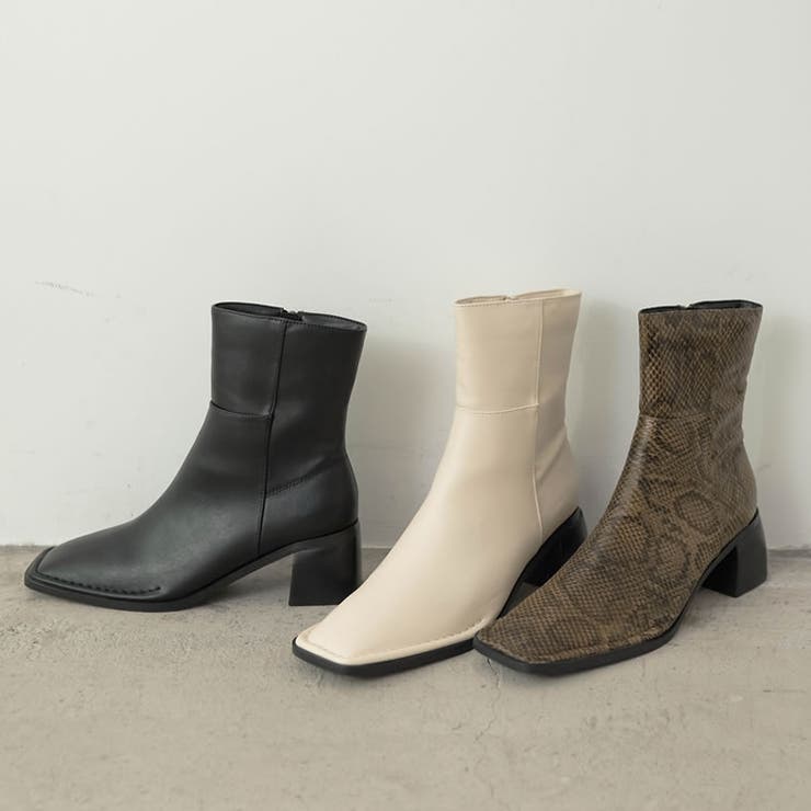 足元からモードな雰囲気をプラス スクエアトゥステッチミドルブーツ シューズ | Re:EDIT | 詳細画像1 