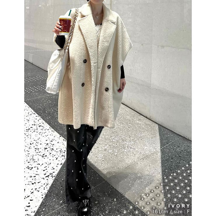 2023A/W COLLECTION]フェイクムートンボアポンチョコート[品番