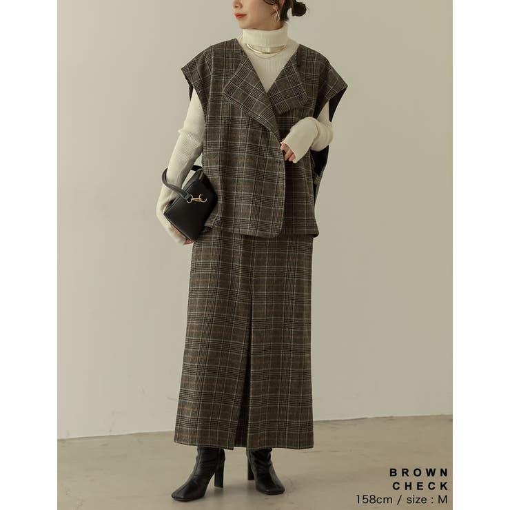 モードな雰囲気を引き立てるチェック柄ジャケット ウールタッチ起毛チェック柄ノース… | Re:EDIT | 詳細画像12 