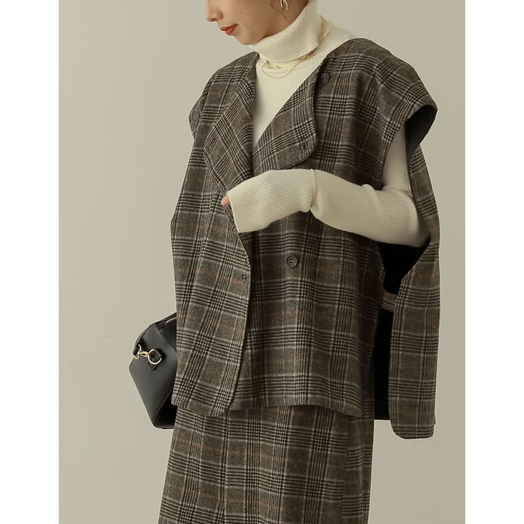 モードな雰囲気を引き立てるチェック柄ジャケット ウールタッチ起毛チェック柄ノース… | Re:EDIT | 詳細画像13 