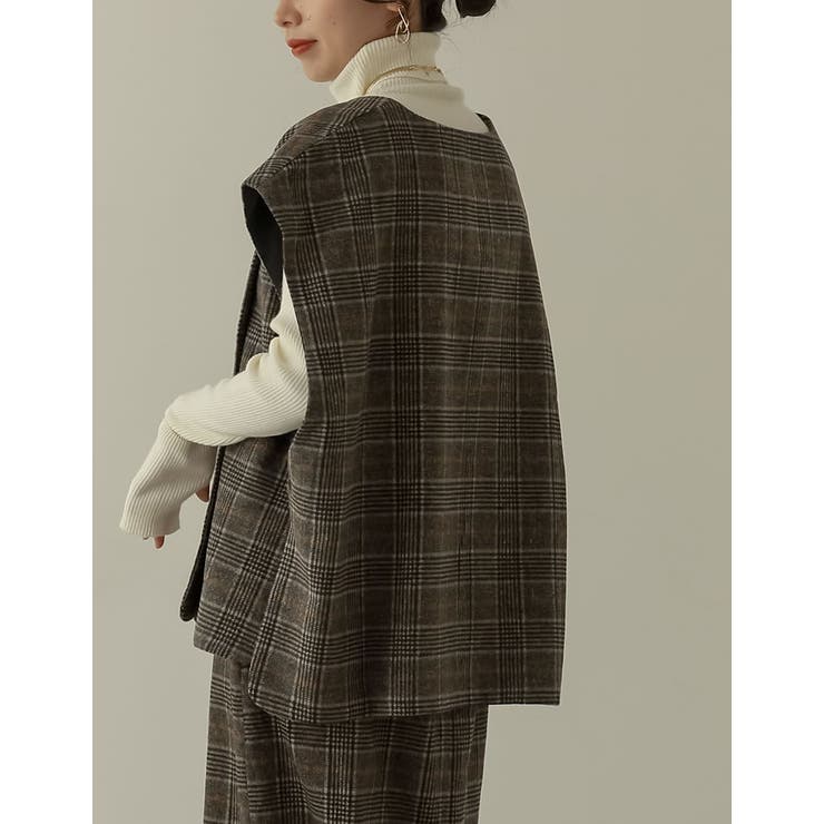 モードな雰囲気を引き立てるチェック柄ジャケット ウールタッチ起毛チェック柄ノース… | Re:EDIT | 詳細画像14 