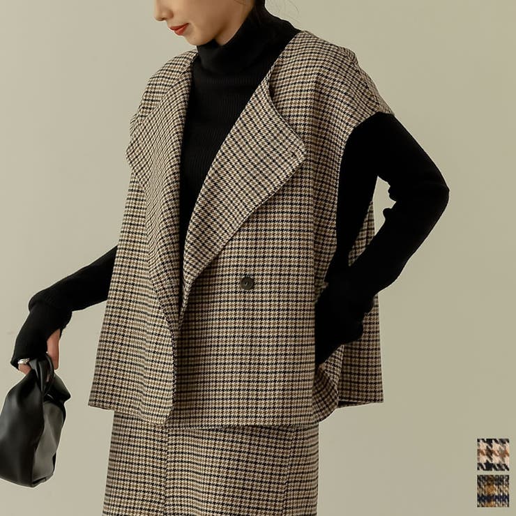 モードな雰囲気を引き立てるチェック柄ジャケット ウールタッチ起毛チェック柄ノース… | Re:EDIT | 詳細画像1 