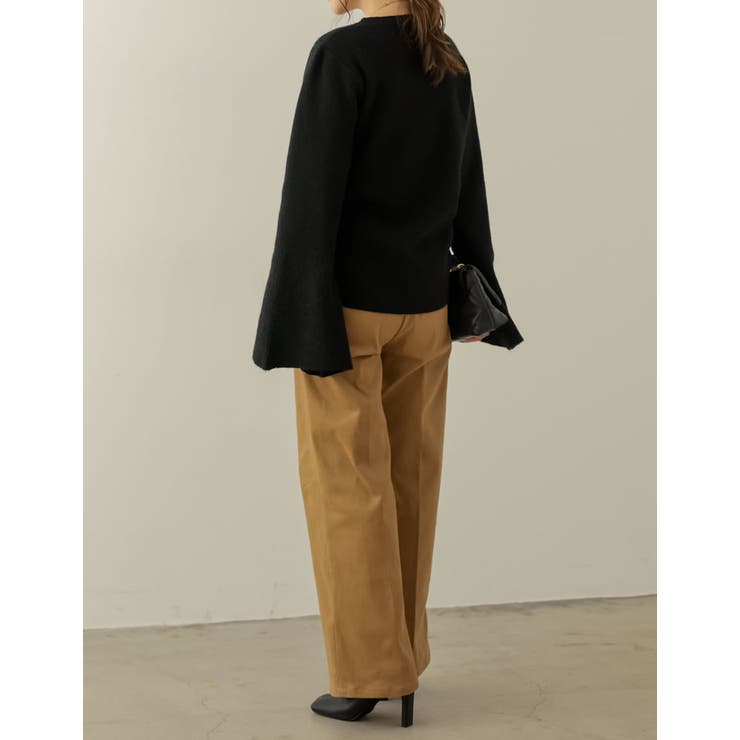 シーズンムード高まる起毛美脚スラックス 起毛タックストレートスラックス パンツ | Re:EDIT | 詳細画像24 