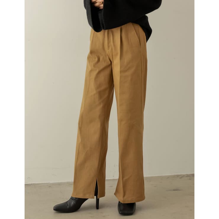 シーズンムード高まる起毛美脚スラックス 起毛タックストレートスラックス パンツ | Re:EDIT | 詳細画像25 