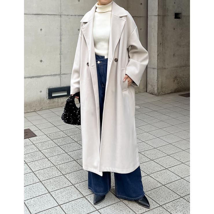 アイボリー(003) | フェイクウールテーラードロングコート | Re:EDIT