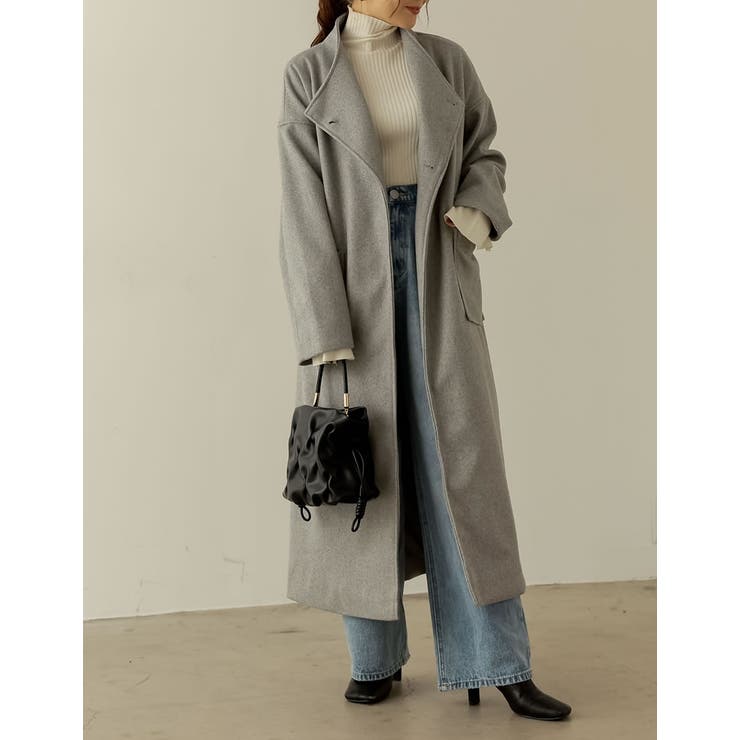 EMMEL REFINES 女優コート ウール ロングコート Mサイズ セール】【EMMEL REFINES】EM ベルテッド フレア ロングコート