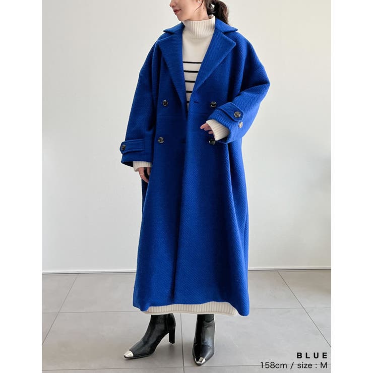 【12月スーパーSALE 15%OFF】 低身長サイズ有]オーバーサイズダブルブレストカラーコート[品番 ジャケット・アウター