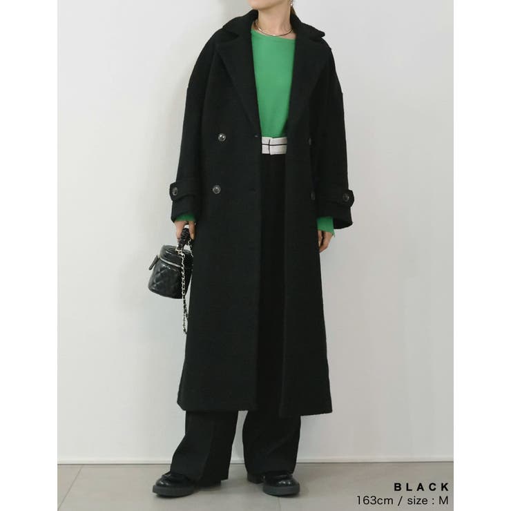 低身長サイズ有]オーバーサイズダブルブレストカラーコート[品番