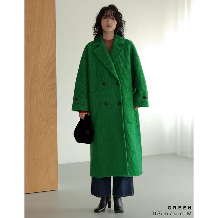 低身長サイズ有]オーバーサイズダブルブレストカラーコート[品番