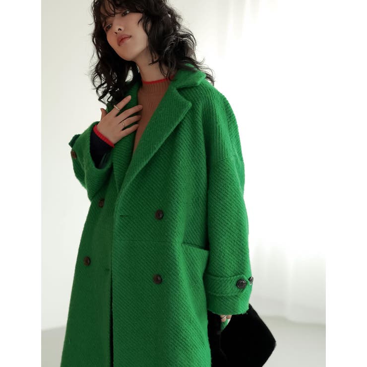 低身長サイズ有]オーバーサイズダブルブレストカラーコート[品番