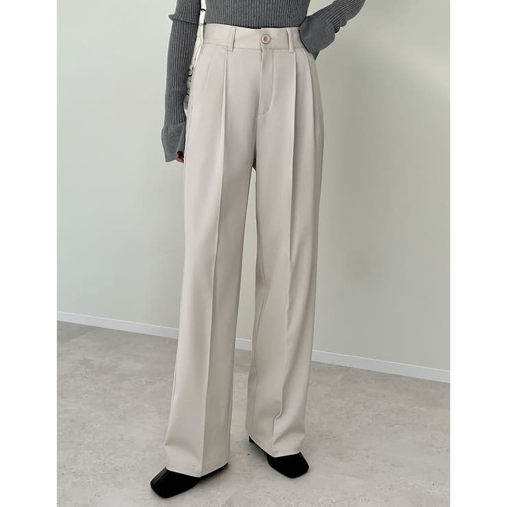 [低身長/高身長/大きいサイズ有]裏微起毛ツータックワイドパンツ | Re:EDIT | 詳細画像6 