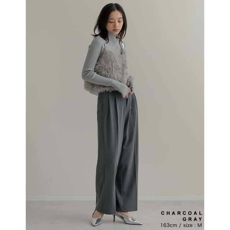 ともとろ。ページです 低身長/高身長/大きいサイズ有]裏微起毛ツータックワイドパンツ