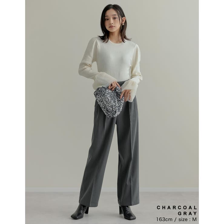 [低身長/高身長/大きいサイズ有]裏微起毛ツータックワイドパンツ | Re:EDIT | 詳細画像33 