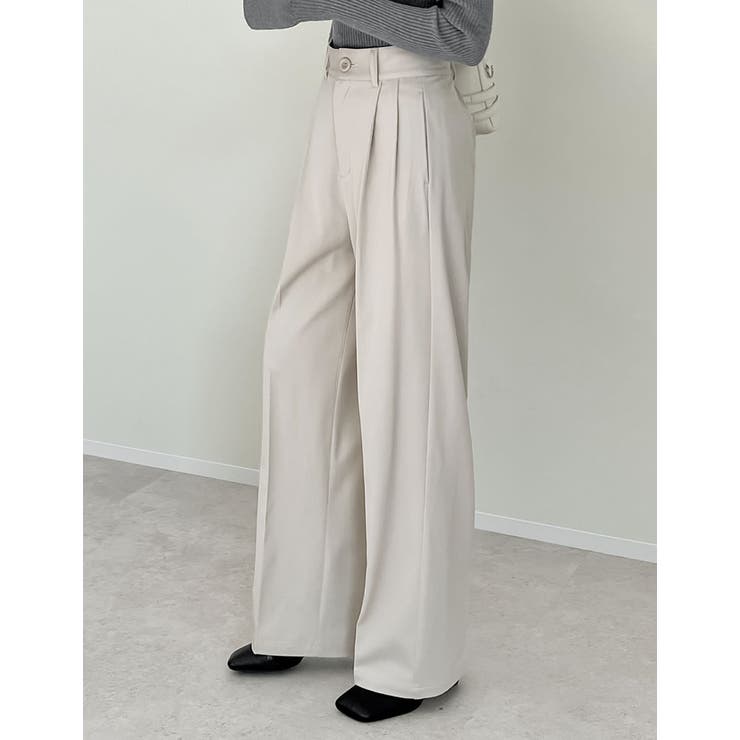 [低身長/高身長/大きいサイズ有]裏微起毛ツータックワイドパンツ | Re:EDIT | 詳細画像40 