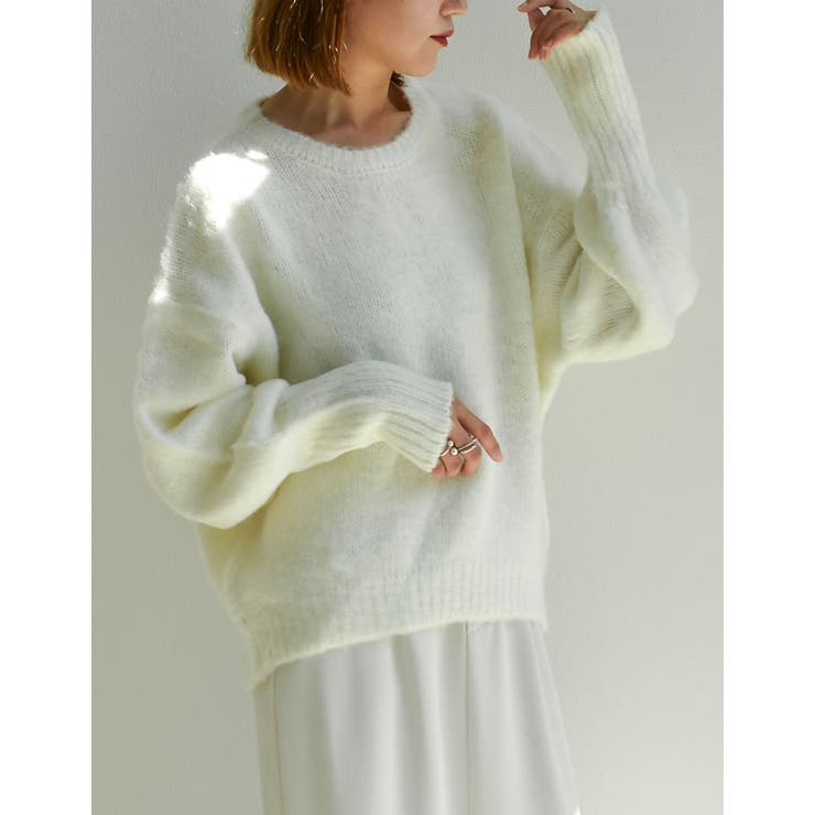 起毛モヘアタッチクルーネックニットプルオーバー[品番：GS000020990
