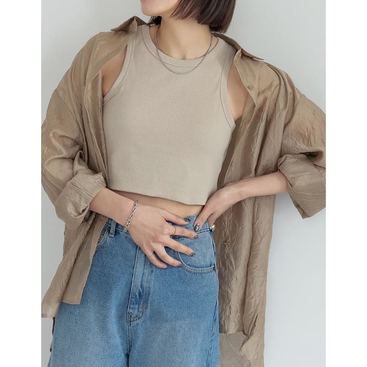 コットンリブカップ付きアメスリショート丈タンクトップ | Re:EDIT | 詳細画像6 