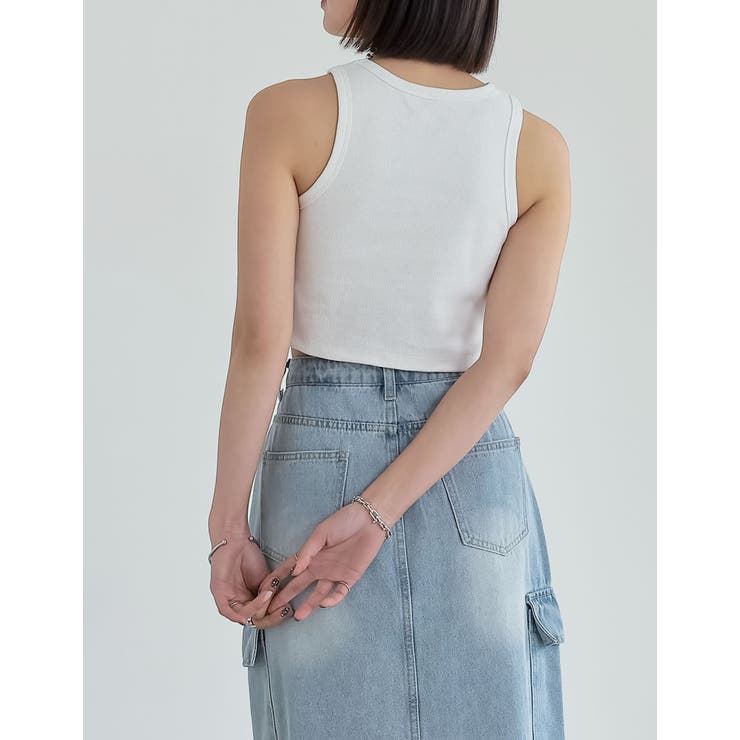 コットンリブカップ付きアメスリショート丈タンクトップ | Re:EDIT | 詳細画像30 