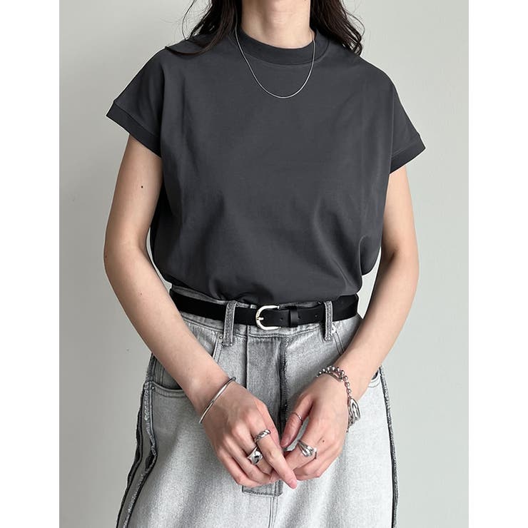 フレンチスリーブ コクーンモックネックシャツ レディース COTTON from the U.S.モックネックTシャツ レディース メール便