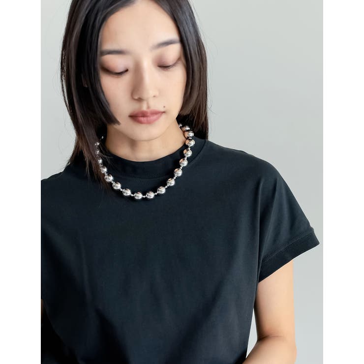 UVカット][接触冷感][紫外線対策]モックネックフレンチスリーブT