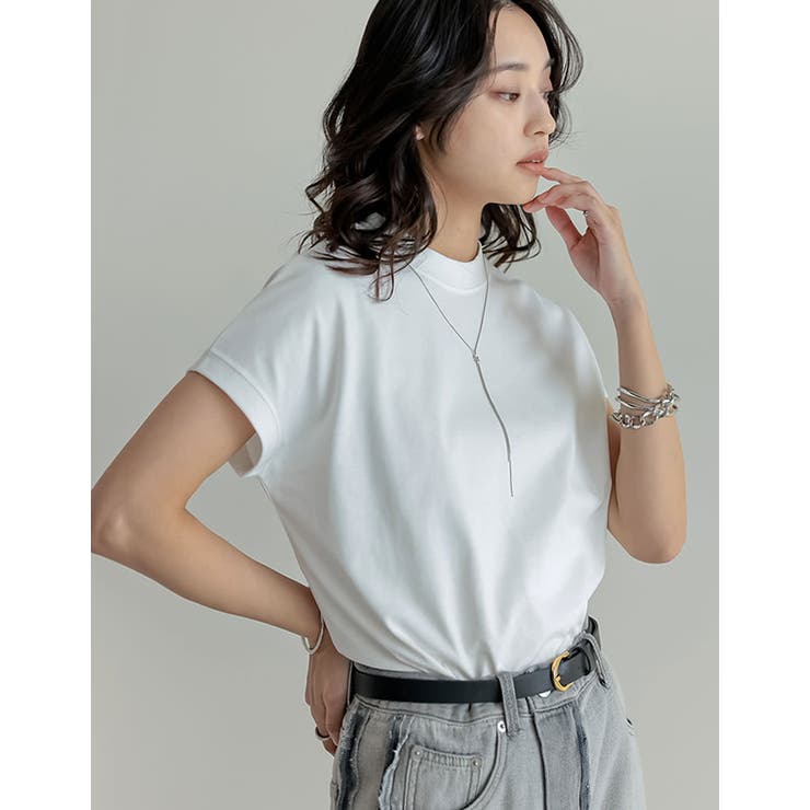 [UVカット][接触冷感][紫外線対策]モックネックフレンチスリーブTシャツ | Re:EDIT | 詳細画像21 