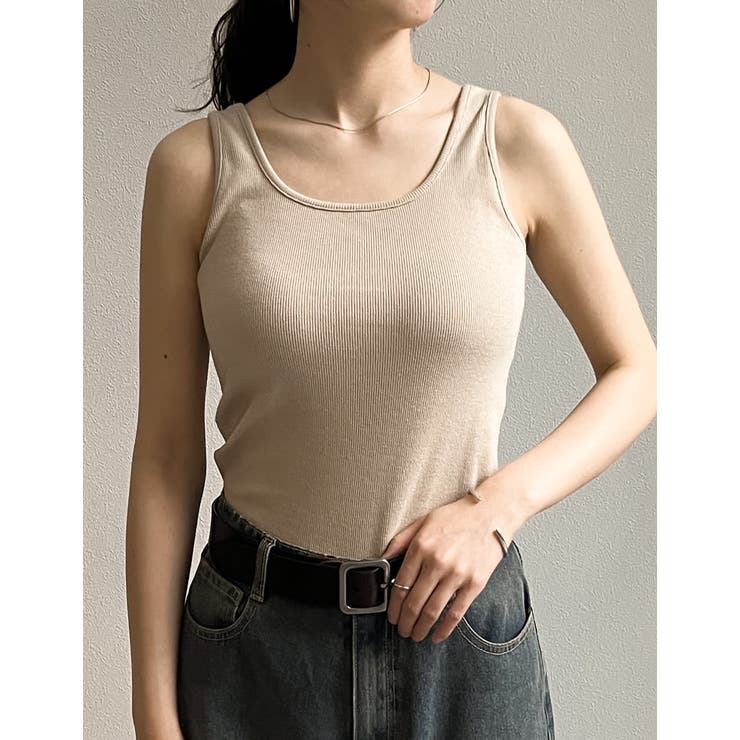 テレコリブスクエアネックタンクトップ | Re:EDIT | 詳細画像4 