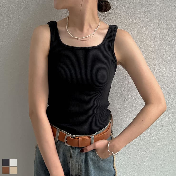 テレコリブスクエアネックタンクトップ | Re:EDIT | 詳細画像1 