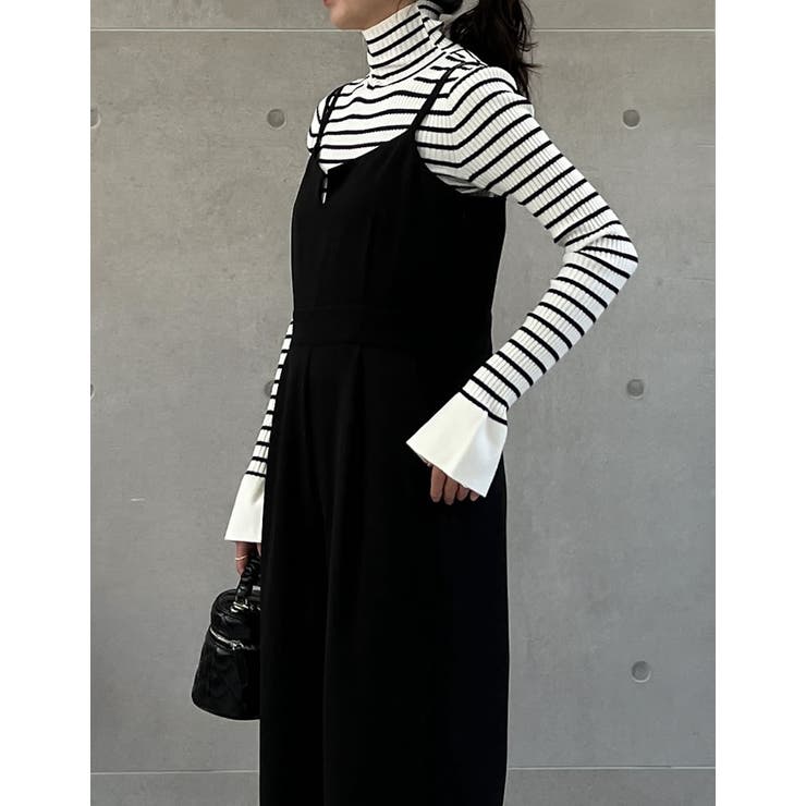 低身長/高身長サイズ有]ダブルストラップビスチェライクオールインワン