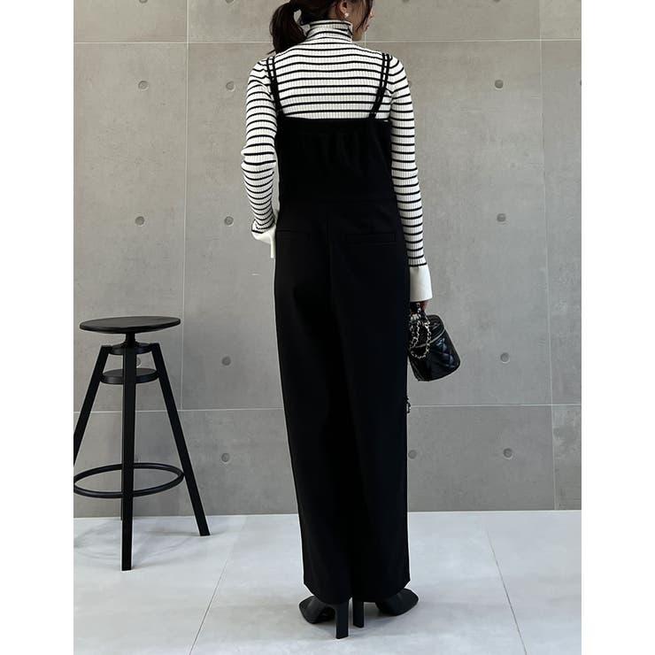 低身長/高身長サイズ有]ダブルストラップビスチェライクオールインワン