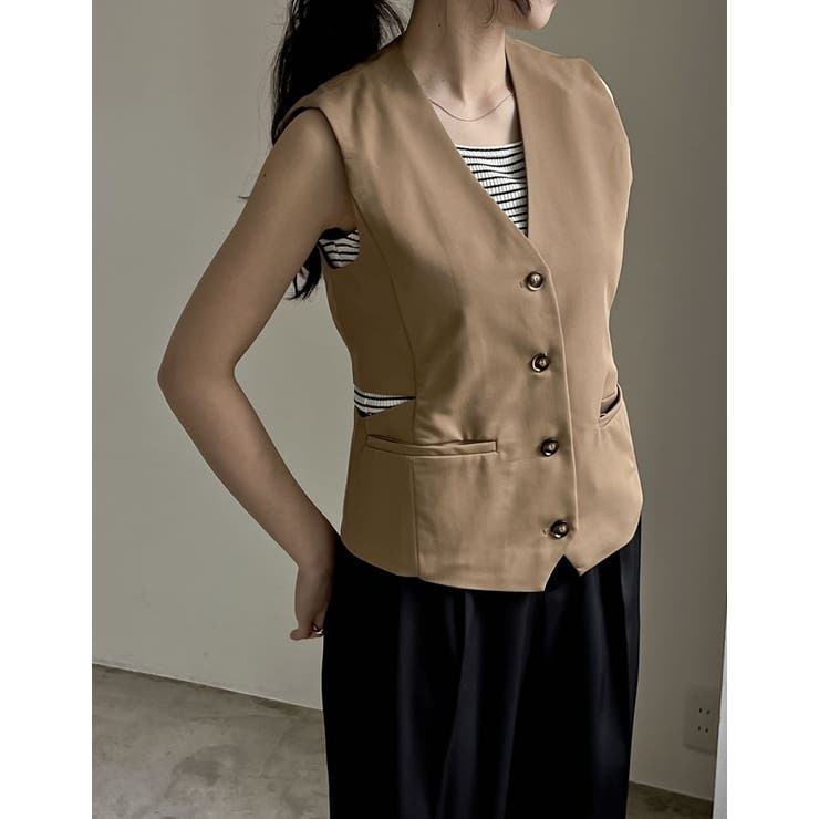 スクエアネックフライスリブボーダータンクトップ | Re:EDIT | 詳細画像13 