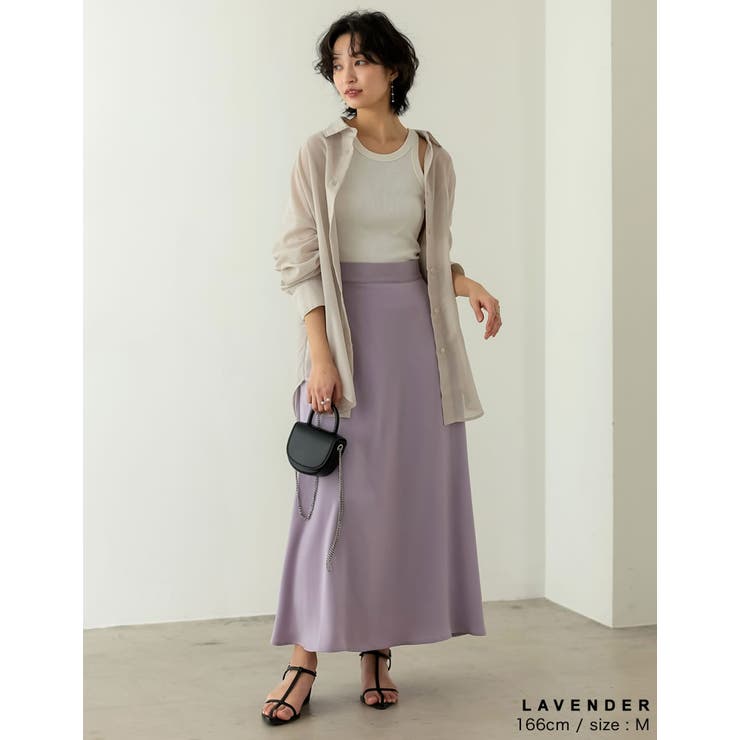 [低身長/高身長サイズ有]ヴィンテージライクマットサテンフレアスカート | Re:EDIT | 詳細画像17 