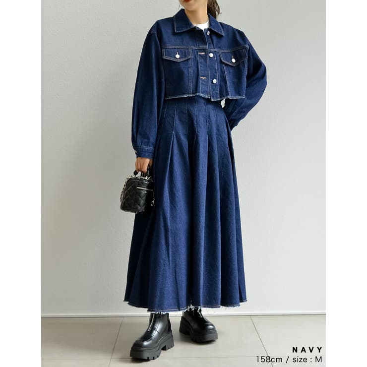 リサイクルコットンダメージショートデニムジャケット[品番