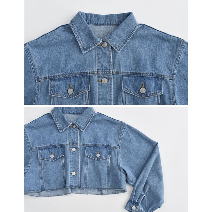 リサイクルコットンダメージショートデニムジャケット[品番