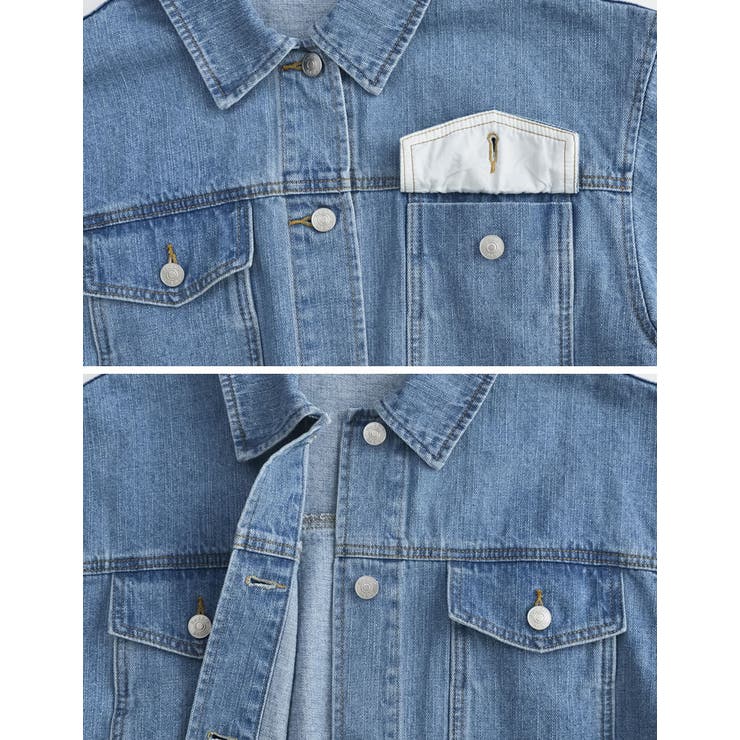 リサイクルコットンダメージショートデニムジャケット[品番