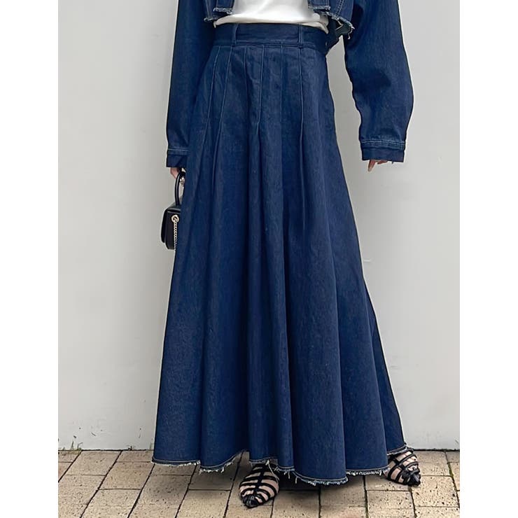 PLEATS PLEASE ISSEY MIYAKE（デニム ・ ロングスカート）の